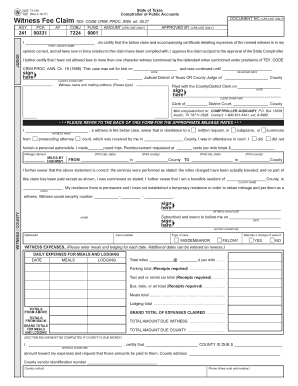 Texas Witness Fee Claim Form