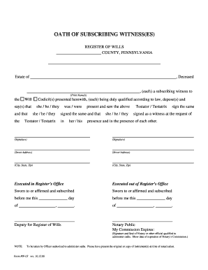 Oath of Subscribing Witnesses