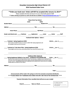 2014 Yearbook Order Form