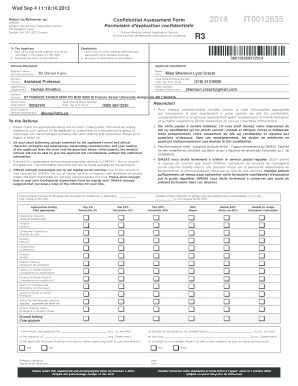 Ontario Medical School Confidential Assessment Form