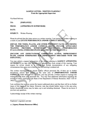 Employee Written Warning Letter