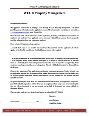 WEGO Property Management Rental Application
