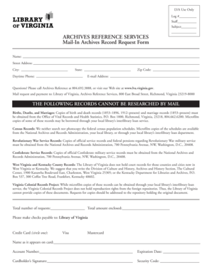 Virginia Archives Record Request Form
