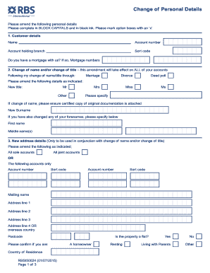 Change of Personal Details Form