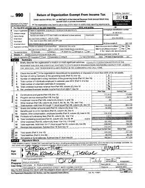 Form 990 (2012) - Statement of Program Service Accomplishments
