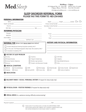 Sleep Disorder Referral Form