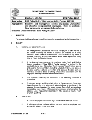 DEPARTMENT OF CORRECTIONS Human Resources Title: Sick ... - oregon
