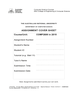 Computer Science Assignment Cover Sheet