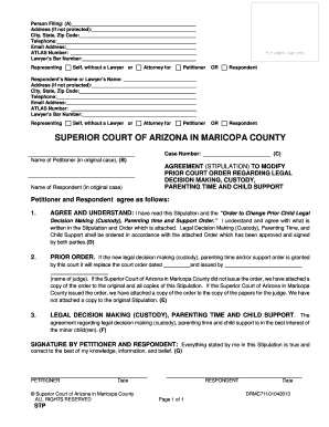 Arizona Legal Decision Making Modification Agreement