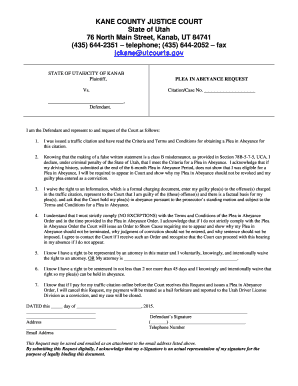 Utah Plea in Abeyance Request