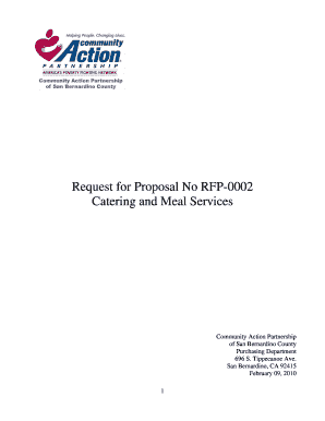 Catering agreement - Request for Proposal No RFP-0002 Catering and Meal Services - sbcounty