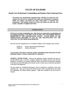 Illinois Health Care Professional Credentialing Form