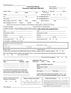 Elementary Registration Form