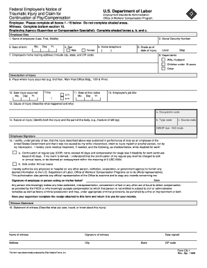 Federal Employee's Notice of Traumatic Injury and Claim