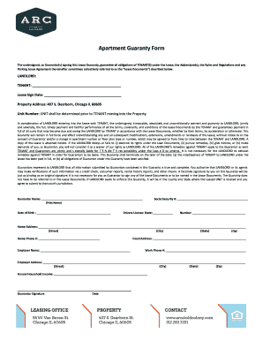 Apartment Lease Guaranty Form