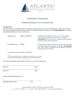 Nonrefundable Advance Fees Agreement