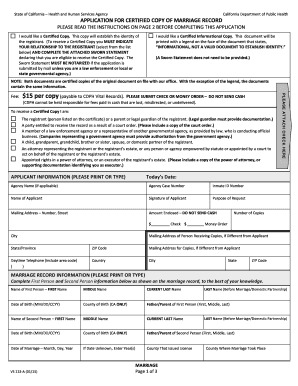 California Marriage Record Application