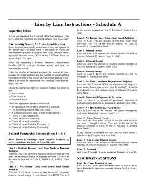 New Jersey Partnership Tax Return Schedule A