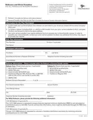 Rollover and Direct Transfer Form