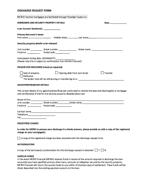 MERIX Financial Mortgage Discharge Request Form