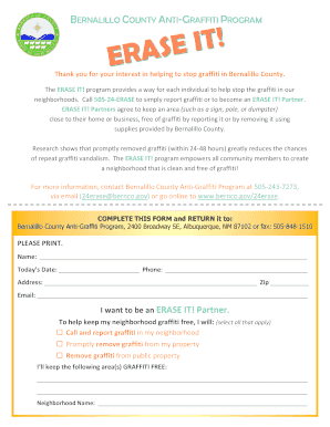 Bernalillo County Anti-Graffiti Program Form