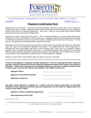 Forsyth County Fingerprint Confirmation Form