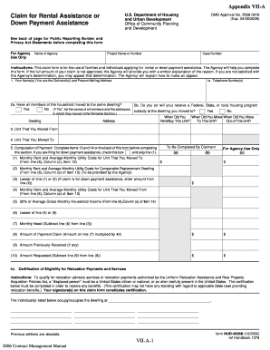 HUD Rental Assistance Claim Form