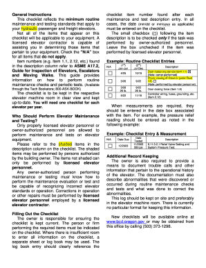 Hydraulic Elevator Maintenance Checklist
