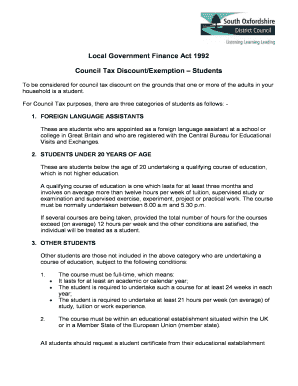Council Tax Discount/Exemption – Students