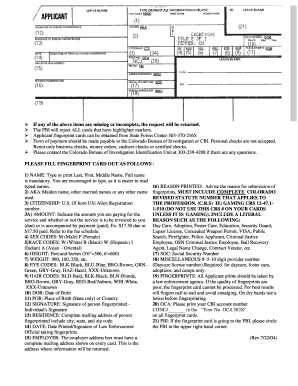 Colorado Fingerprint Card Application