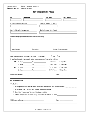 OPT Application Form