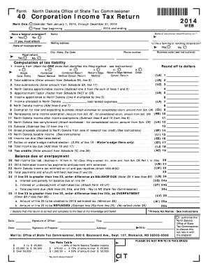 North Dakota Corporation Income Tax Return