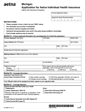 Aetna Individual Health Insurance Application