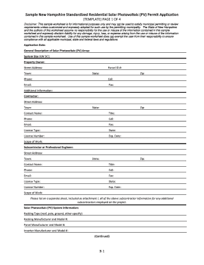 New Hampshire Residential Solar PV Permit Application
