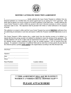 Monthly Automatic Deduction Agreement