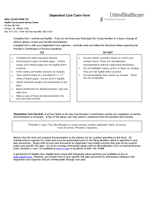 Dependent Care Claim Form