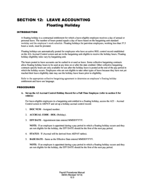 PPM Section 12: Leave Accounting - Floating Holiday - doa alaska