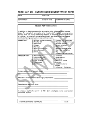 Employee Termination Documentation Form