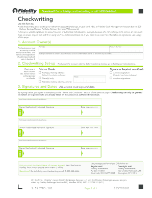 Fidelity Checkwriting Authorization Form
