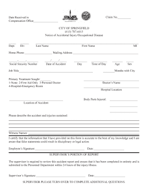 Notice of Accidental Injury/Occupational Disease