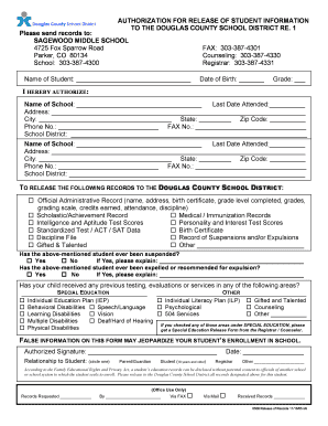 Authorization for Release of Student Information
