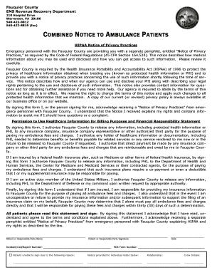 Fauquier County HIPAA Notice and Billing Authorization