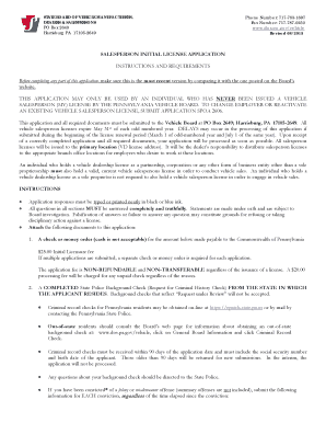 Pennsylvania Salesperson Initial License Application