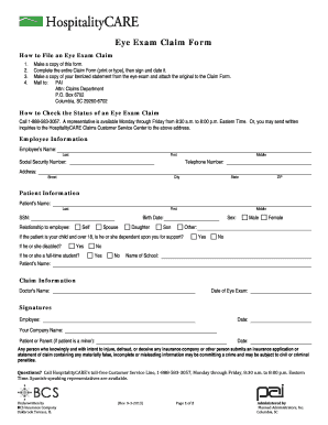Eye Exam Claim Form