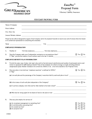 Fiduciary Liability Insurance Proposal Form