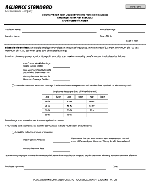 Voluntary Short Term Disability Insurance Enrollment Form