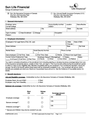 Sun Life Group Enrollment Form