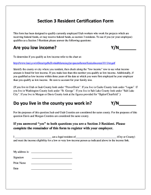 Section 3 Resident Certification Form
