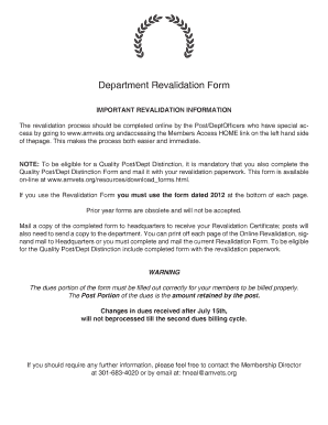 AMVETS Department Revalidation Form