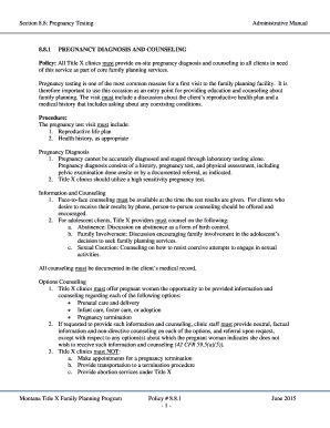 Section 8.8: Pregnancy Testing Administrative Manual Montana Title ... - dphhs mt